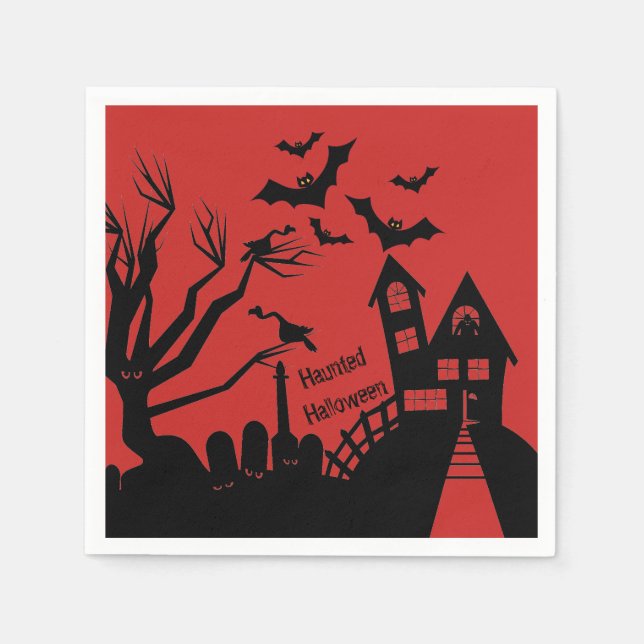 Haunted Halloween Standard Cocktail Pappra Napkins Pappersservett (Framsidan)