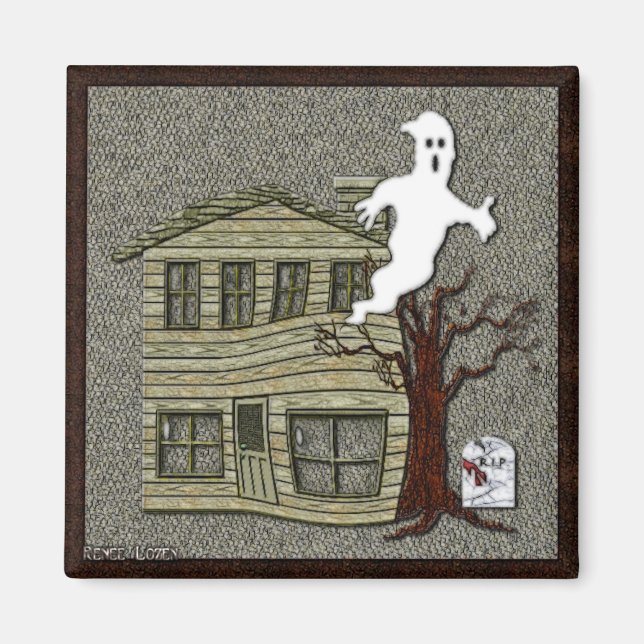 Haunted Halloween-Tecknad Magnet (Framsidan)