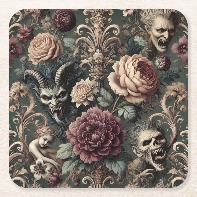 Haunted Harmonics – Gothic Victorian  Underlägg Papper Kvadrat (Framsidan)