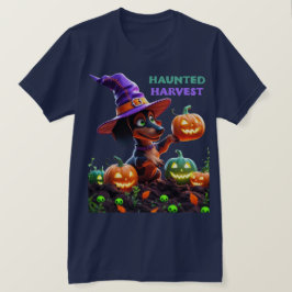 Haunted Harvest – Witchy Dachshund Halloween Garde T Shirt