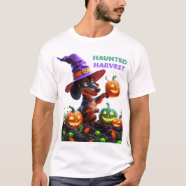 Haunted Harvest – Witchy Dachshund Halloween Garde T Shirt