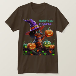Haunted Harvest – Witchy Dachshund Halloween Garde T Shirt