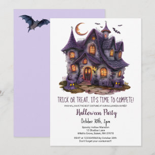 Haunted Hause Spooky Spöken Fladdermus Halloween f Inbjudningar