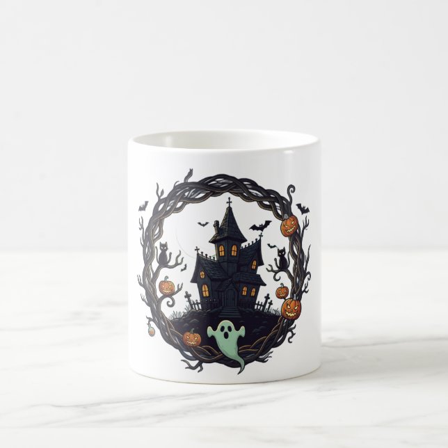 👻 "Haunted Haven" Halloween Night Mug  Kaffemugg (Center)
