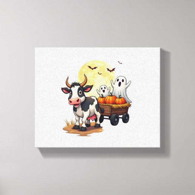 Haunted Hayride Cow Canvastryck (Framsida)