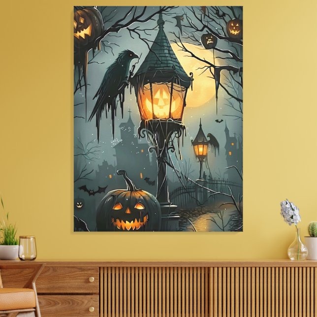 Haunted Hollow – Halloween Night Canvastryck (Insitu (Vardagsrum))