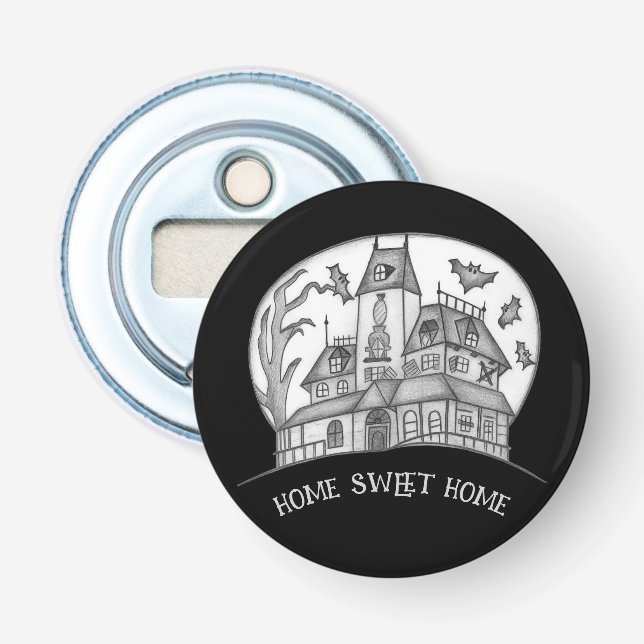 Haunted House and Bats Halloween  Flasköppnare (Framsidan)