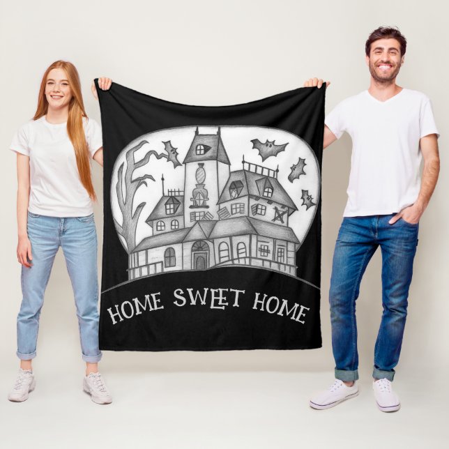 Haunted House and Bats Halloween  Fleecefilt (På plats)