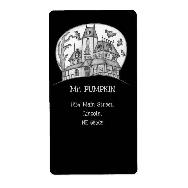 Haunted House and Bats Halloween  Fraktsedel (Framsidan)