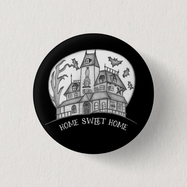 Haunted House and Bats Halloween  Knapp (Framsida)