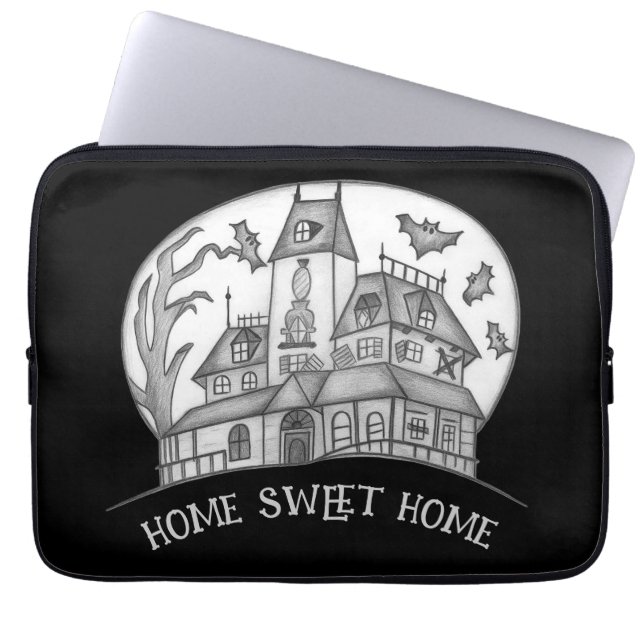 Haunted House and Bats Halloween  Laptop Fodral (Framsidan)
