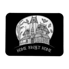 Haunted House and Bats Halloween  Magnet