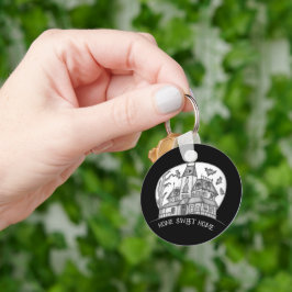 Haunted House and Bats Halloween  Nyckelring