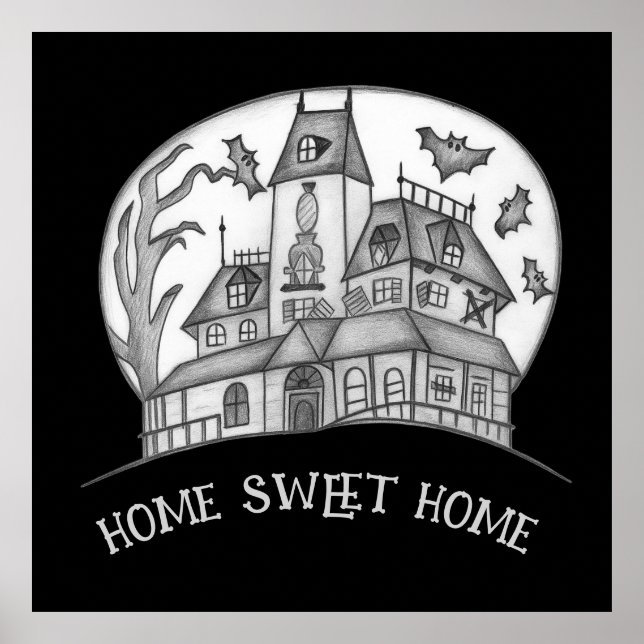 Haunted House and Bats Halloween  Poster (Framsidan)