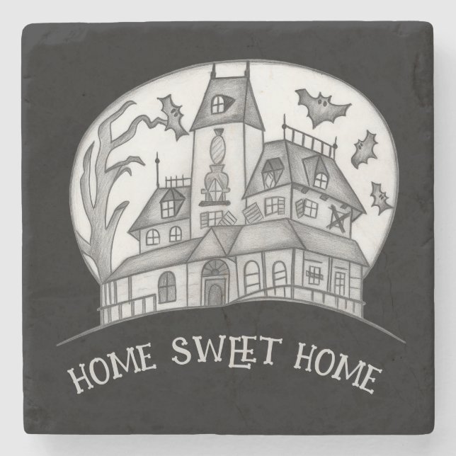 Haunted House and Bats Halloween  Stenunderlägg (Framsidan)