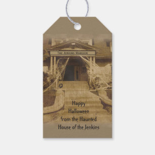 Haunted House (anpassade) Halloween Presentetikett