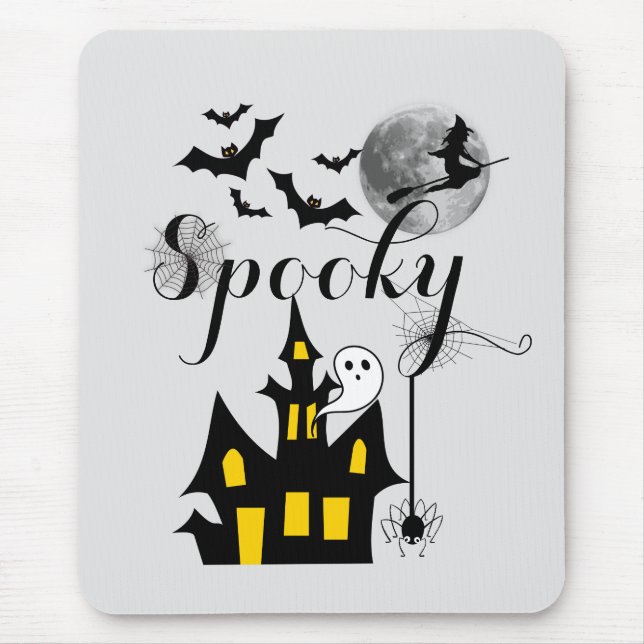 Haunted House Flies Witch Spooky Halloween Musmatta (Framsidan)