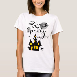 Haunted House Flies Witch Spooky Halloween T Shirt