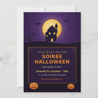 Haunted House Full Moon Pumpkins Halloween Party I Inbjudningar
