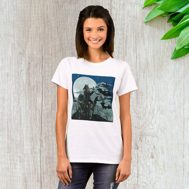 Haunted House Full Moon Womens T-Shirt (Skapare uppladdad)