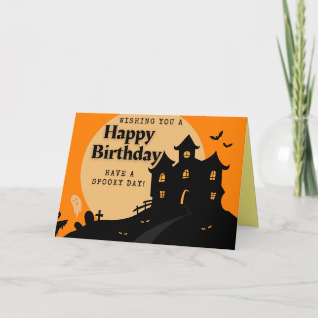 Haunted House Halloween Birthday Kort (Framsida)
