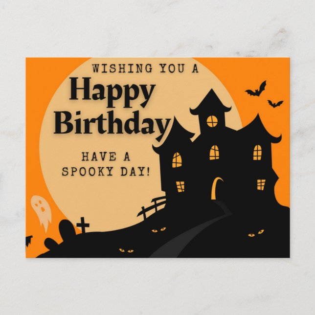 Haunted House Halloween Birthday Vykort (Framsida)