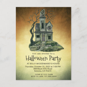 Haunted House Halloween fest Inbjudan Vykort