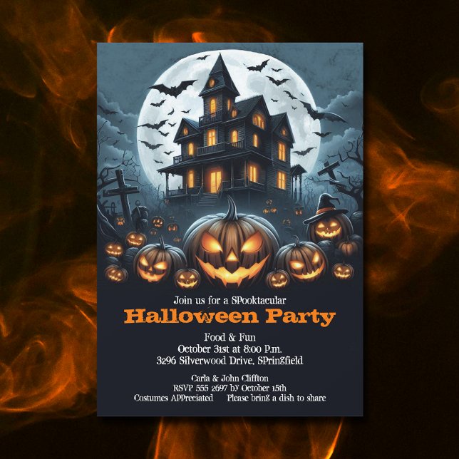 Haunted House Halloween fest Inbjudningar (Haunted House Halloween Party Invitations)
