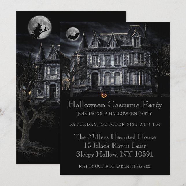 Haunted House Halloween fest Inbjudningar (Fram/baksida)