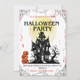 Haunted House Halloween Party Invitation! Inbjudningar