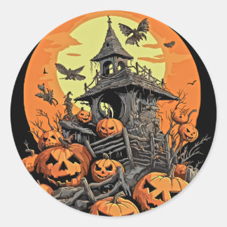 Haunted House Halloween Pumpkin Patch Runt Klistermärke