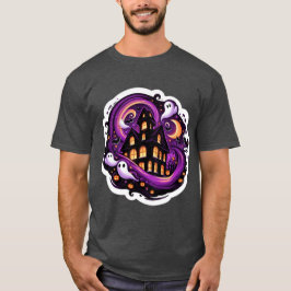 Haunted House Halloween Spöken, Pumpkins & Fladder T Shirt