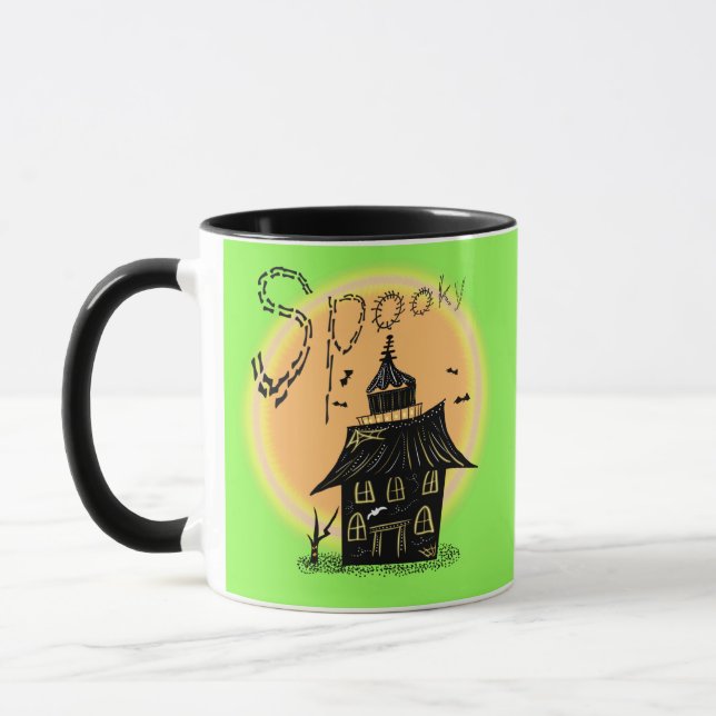 Haunted House Halloween Spooky Neon Mugg (Vänster)
