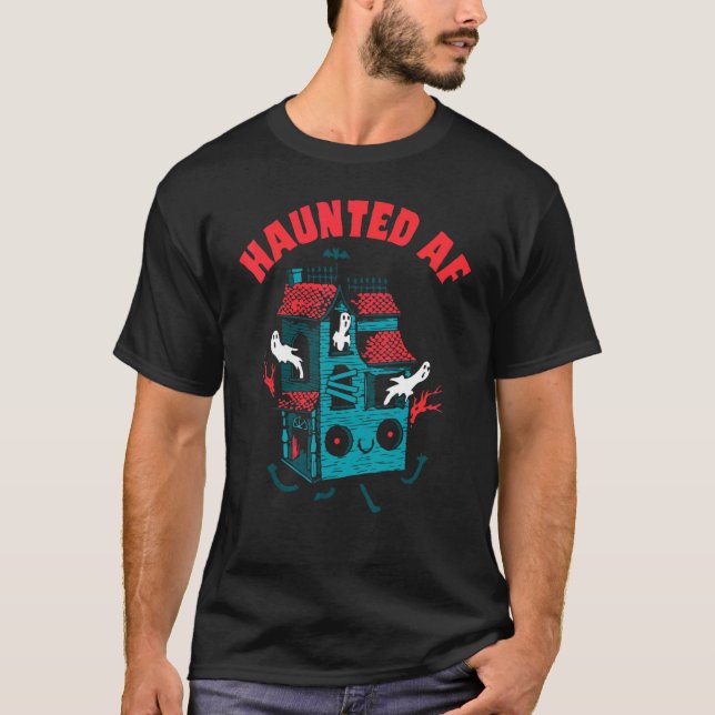 Haunted House Halloween Spooky Season Scary Hunted T Shirt (Framsida)