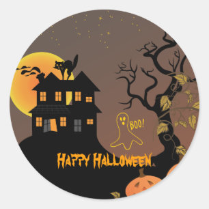 Haunted House Halloween Stickers Runt Klistermärke