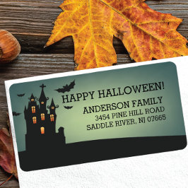 Haunted House Happy halloween Returadress Adressetikett