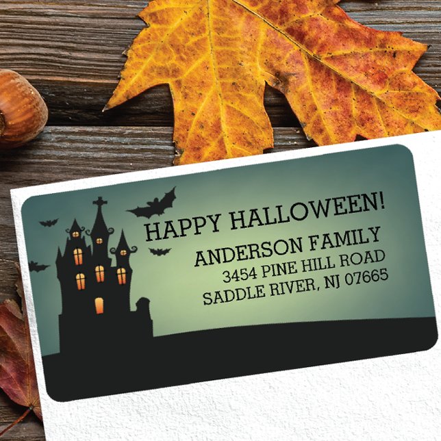 Haunted House Happy halloween Returadress Adressetikett (Skapare uppladdad)
