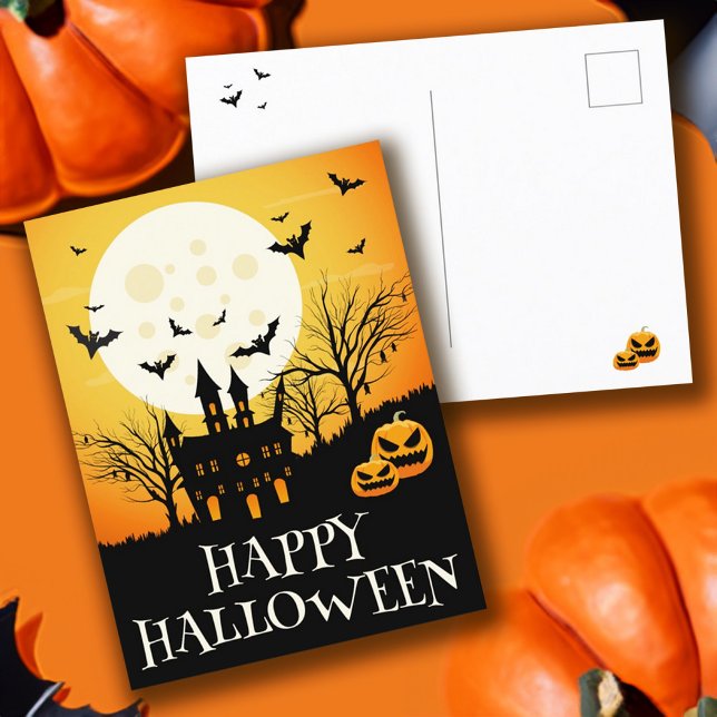 Haunted House Happy halloween Vykort (Haunted House Happy Halloween Postcard)