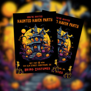 Haunted House Haven Halloween fest Inbjudningar