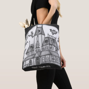 Haunted House och Fladdermus Halloween Tygkasse