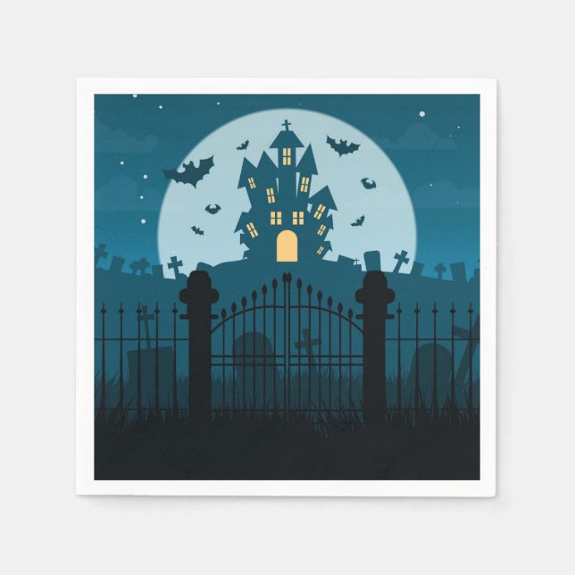 Haunted House och Grave Yard Halloween Pappersservett (Framsidan)