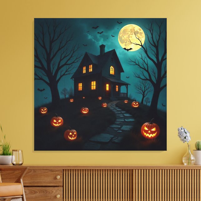 Haunted House Premium Wrapped Canvas (Insitu (Vardagsrum))