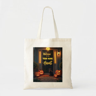 Haunted House Scene Personlig Halloween Tote Tygkasse