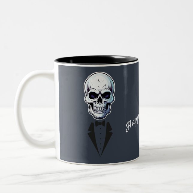 Haunted House Skeleton Halloween Shirt Två-Tonad Mugg (Vänster)