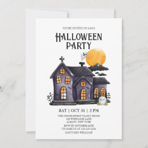 Haunted House Spooky Ghost Halloween fest Inbjudningar