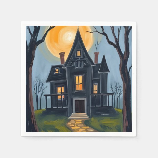 Haunted House | Spooky Halloween Party Pappersservett (Framsidan)