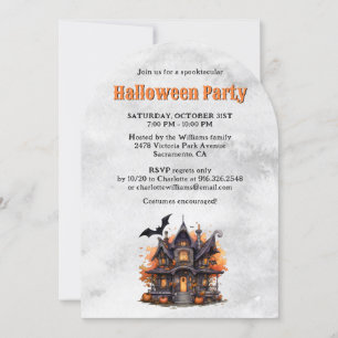 Haunted House Spooky Pumpkin Halloween fest Inbjudningar