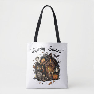 Haunted House Spooky Season Essentials Tote Tygkasse