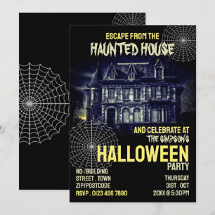 Haunted House Theme, Escape Room, Halloween fest Inbjudningar