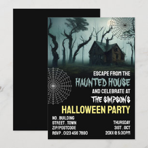 Haunted House Theme, Escape Room, Halloween fest Inbjudningar